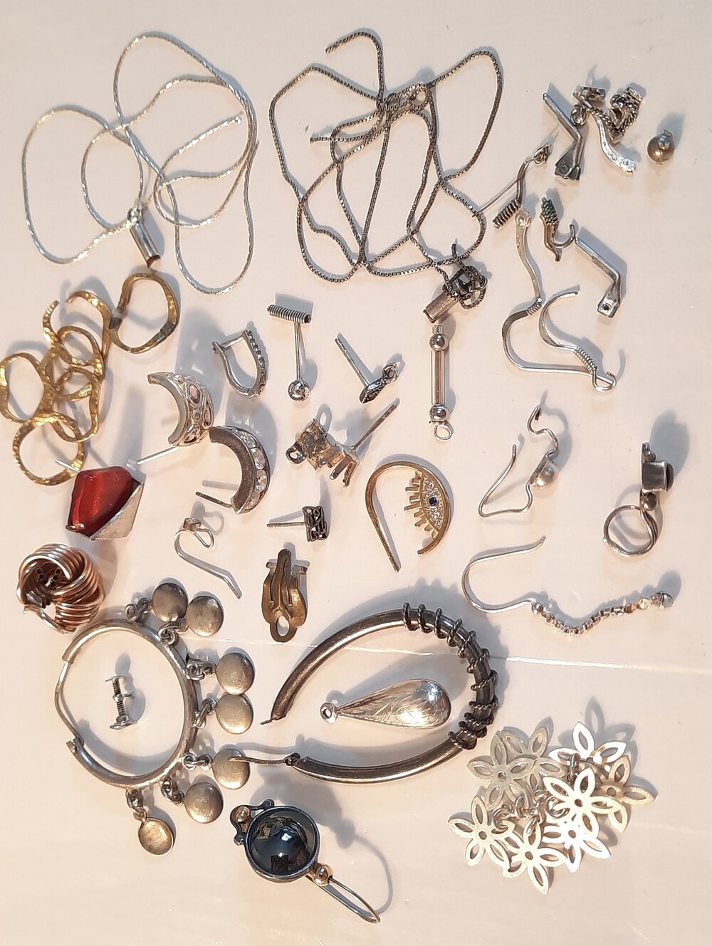 Sterling Silver 925 SCRAP and Gemstones,garnet,diamonds,hemetite.,zircon